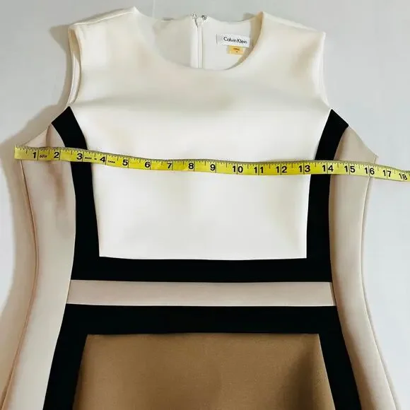 Calvin Klein Scuba Colorblock Sleeveless Sheath Dress Size 6 - Picture 6 of 8